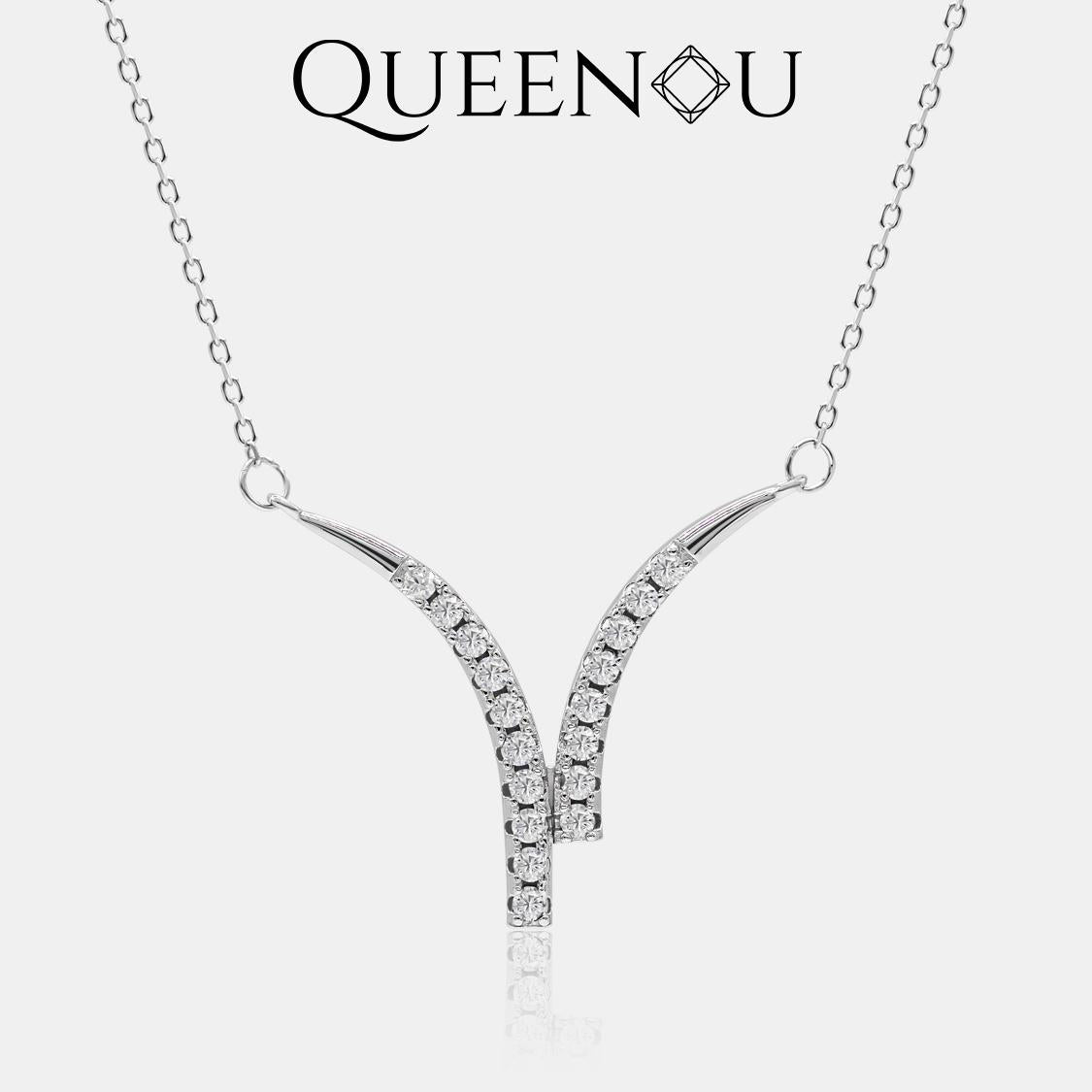 【870】Romantic Snowflake Y - Shape Synthetic Moissanite Necklace - Elegant Valentine's Day Gift, Fashionable Jewelry for Women, Perfect for Anniversary or Holiday Celebrations - Queenou Jewelry