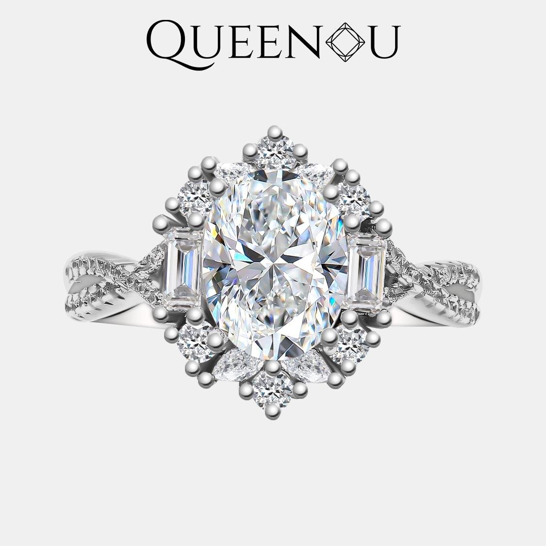 【875】Thousand Petals Star Synthetic Moissanite Ring - Elegant Floral Design for Women, Perfect Engagement and Anniversary Gift, Radiant Sparkle for Special Occasions - Queenou Jewelry