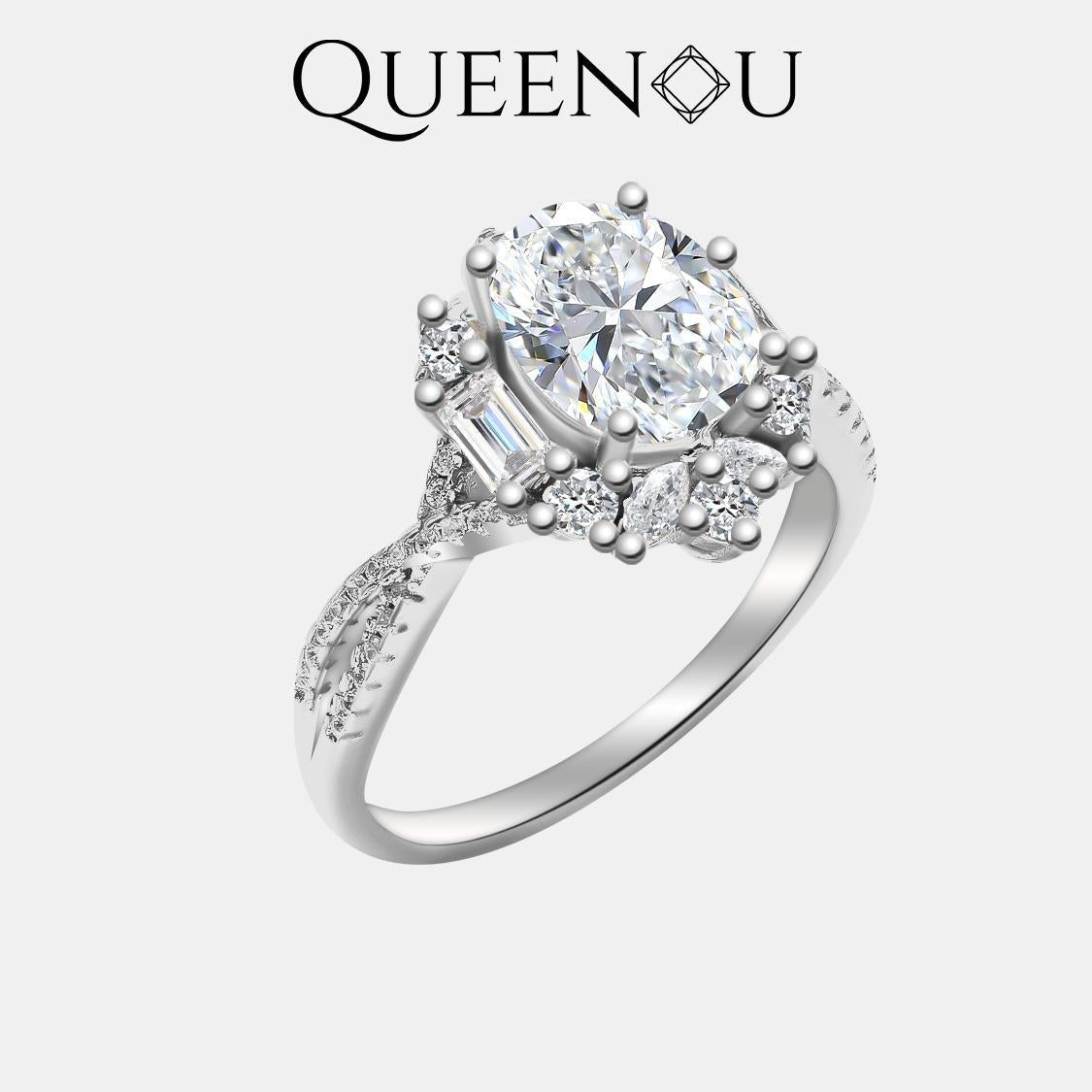 【875】Thousand Petals Star Synthetic Moissanite Ring - Elegant Floral Design for Women, Perfect Engagement and Anniversary Gift, Radiant Sparkle for Special Occasions - Queenou Jewelry