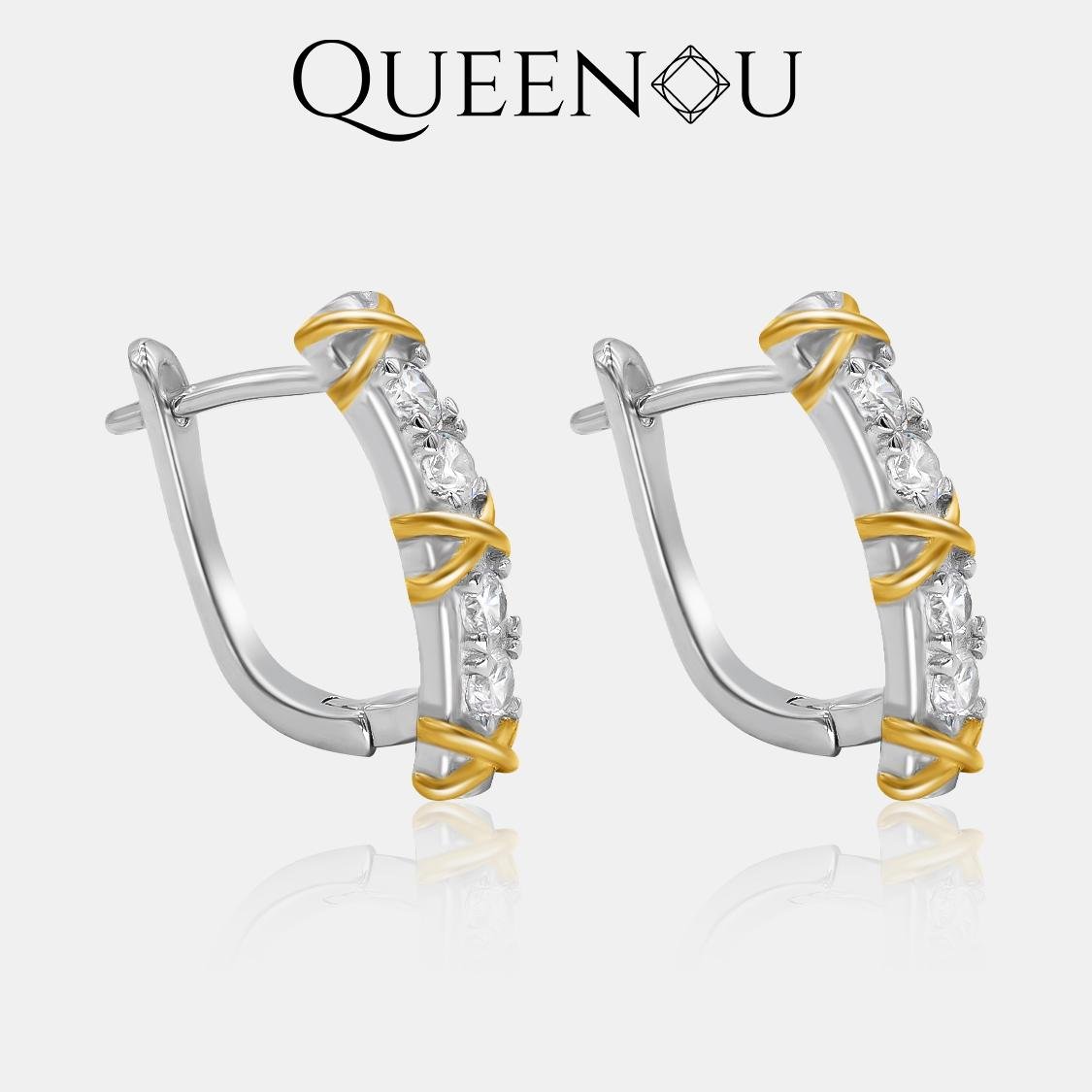 【879】Brilliant Crossed Hypoallergenic Synthetic Moissanite Earrings - Elegant Fashion Statement for Women, Perfect Gift for Birthdays, Anniversaries, and Special Occasions - Queenou Jewelry