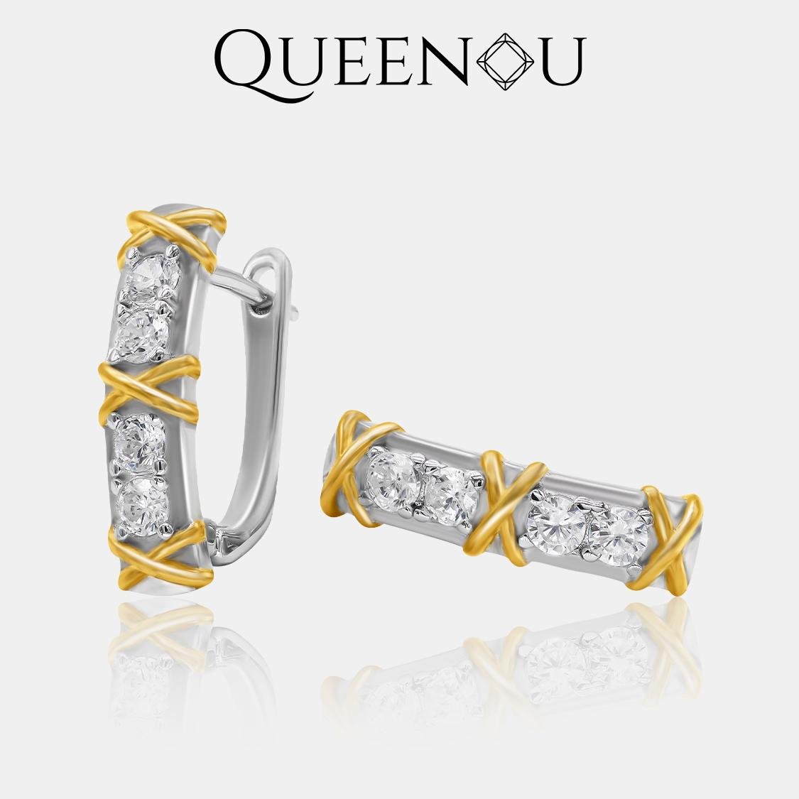 【879】Brilliant Crossed Hypoallergenic Synthetic Moissanite Earrings - Elegant Fashion Statement for Women, Perfect Gift for Birthdays, Anniversaries, and Special Occasions - Queenou Jewelry