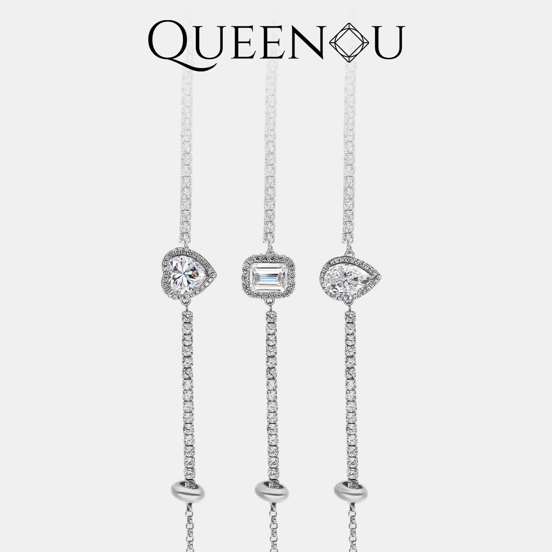 【902】2CT Heart - Shaped Teardrop Synthetic Moissanite Bracelet - Queenou Jewelry