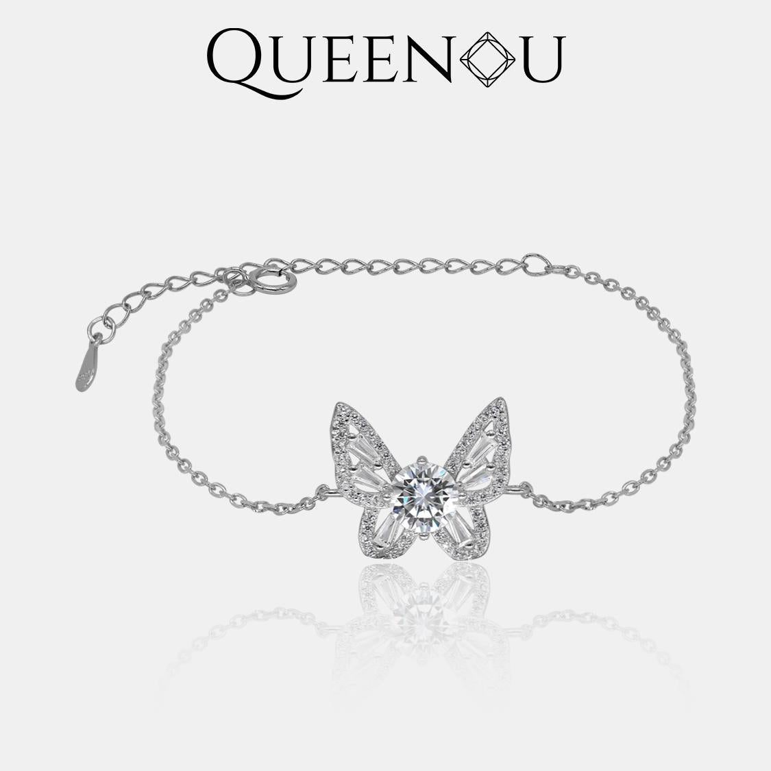 【904】Romantic Sparkling Butterfly 1CT Synthetic Moissanite Bracelet - Queenou Jewelry