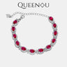 【907】 QUEENOU 925 sterling silver Scarlet Bloom Cubic Zirconia Halo Bracelet - Queenou Jewelry