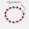 【908】luxury Cherry Red Cubic Zirconia Heart Bracelet–Elegant & Romantic for Women - Queenou Jewelry