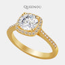 【910】QUEENOU 925 sterling silver Yellow Square Bezel Set 1CT Synthetic Moissanite Ring - Queenou Jewelry