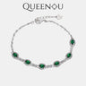 【912】QUEENOU 925 sterling silver Forest Glow Round Bezel Setting Cubic Zirconia Tennis Bracelet - Queenou Jewelry