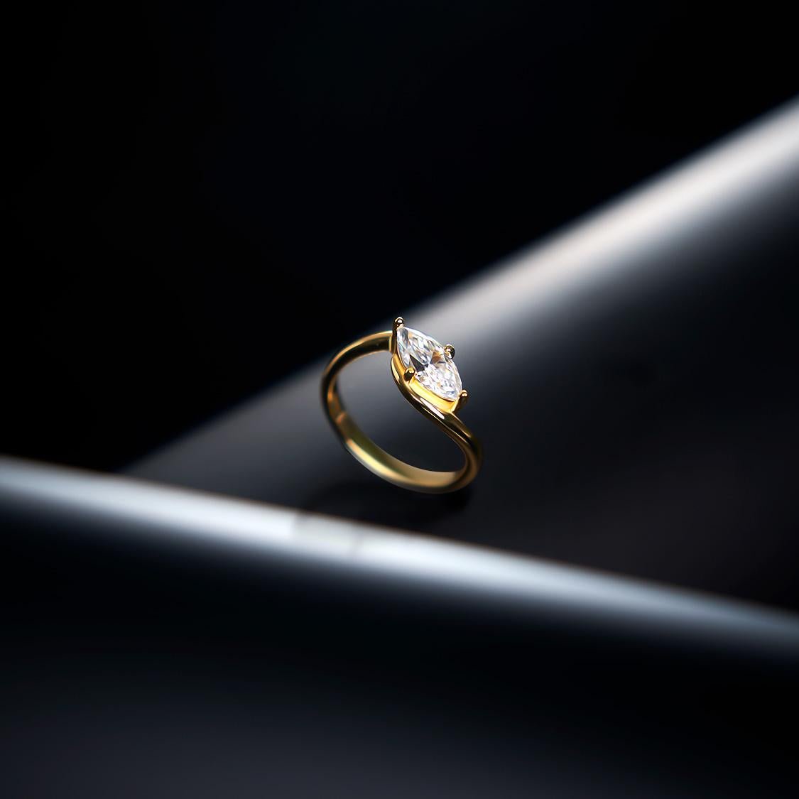 【915】Medieval Minimalist Wave 1CT Synthetic Moissanite Rings - Queenou Jewelry