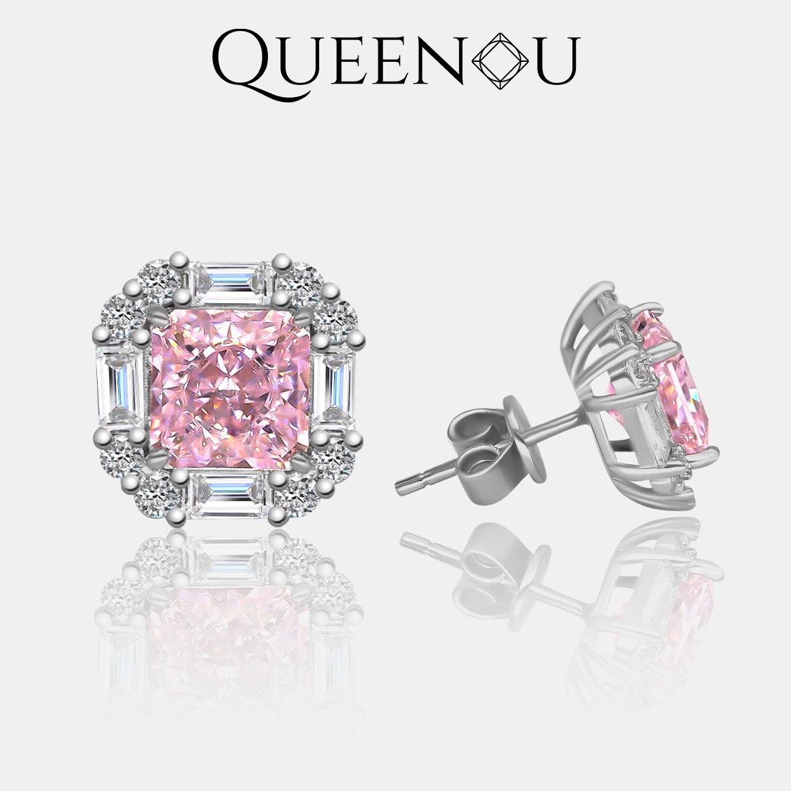 【916】Corinne Romantic pink Cubic Ziconia Earrings - Queenou Jewelry