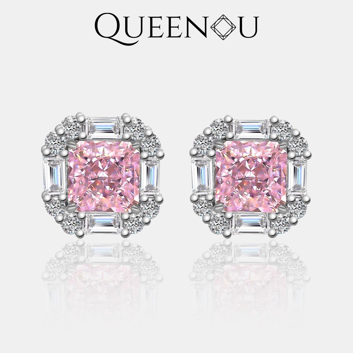 【916】Corinne Romantic pink Cubic Ziconia Earrings - Queenou Jewelry