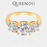 【919】Luxurious sparkle Trinity 925 sterling silver Synthetic Moissanite Rings Total 3.6CT - Queenou Jewelry