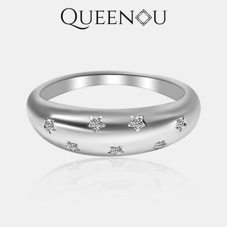 【920】Sparkling Surface Star Inlay Synthetic Moissanite Ring - Queenou Jewelry