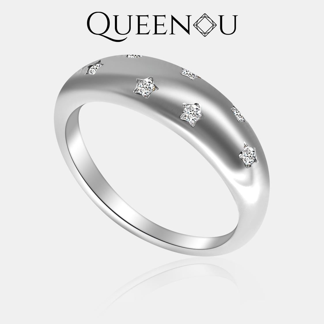 【920】Sparkling Surface Star Inlay Synthetic Moissanite Ring - Queenou Jewelry