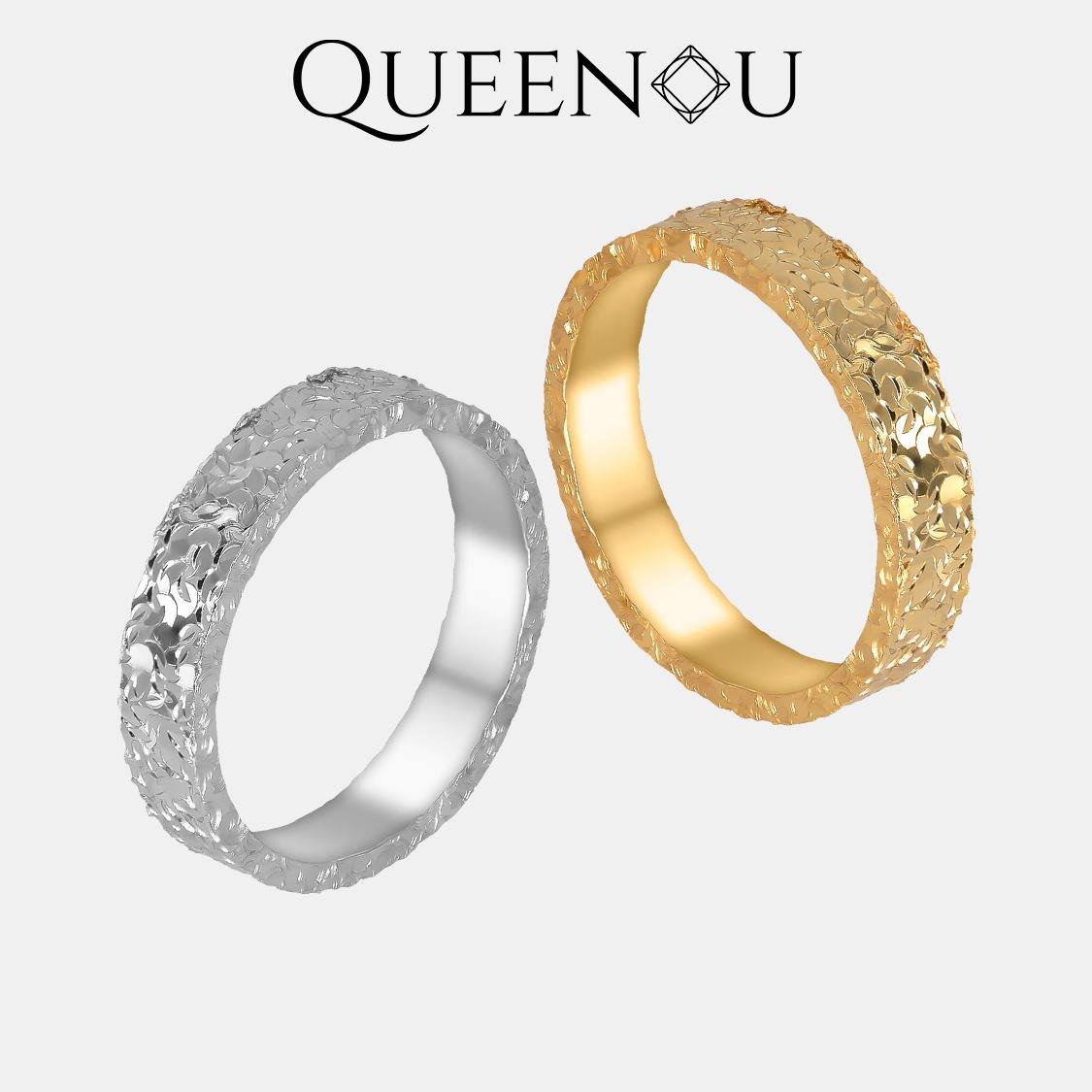 【924】Radiant fish scale texture Shattered Ice Ring - Queenou Jewelry