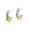 【S32】“Rainbow Glimmer” Spectrum Sparkle Cubic Ziconia Earrings - Queenou Jewelry