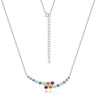 【S34】“Rainbow Glimmer” Chromatic Charm Cubic Ziconia Necklace - Queenou Jewelry